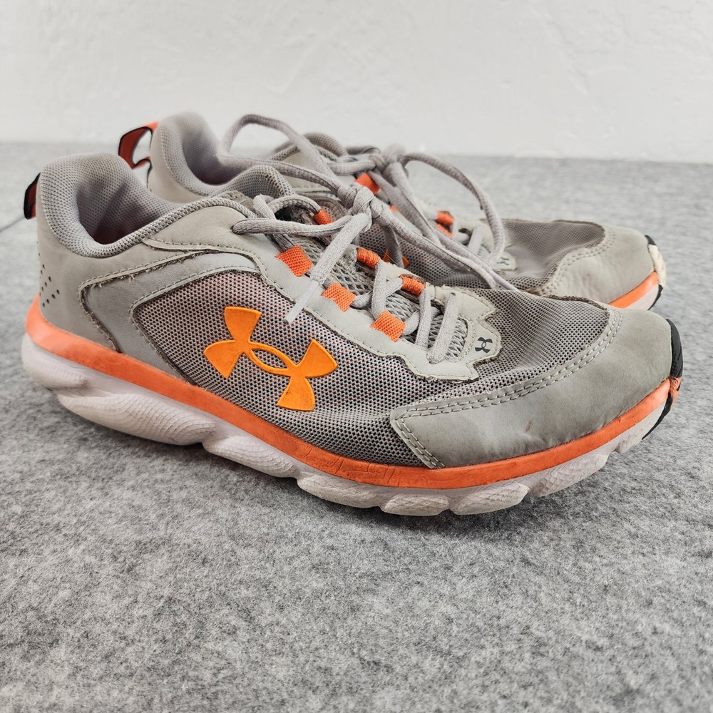 Under Armour Assert 9 Running Shoes Gray Orange Camo Sole 3024633-107 Kids 6Y